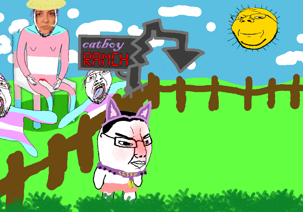 angry animal animated cat cat_ear closed_mouth clothes dogboy drawn_background femboy full_body glasses hair hat keffals open_mouth purple_hair soyjak stubble subvariant:wholesome_soyjak text tranny twink variant:bernd variant:chudjak variant:gapejak // 1000x700 // 2.7MB