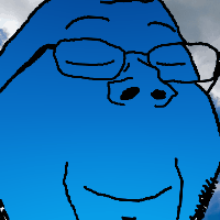 animated blue_skin calm closed_eyes cloud glasses irl_background sky smile spinning stubble subvariant:wholesome_soyjak sun variant:gapejak // 200x200 // 2.8MB