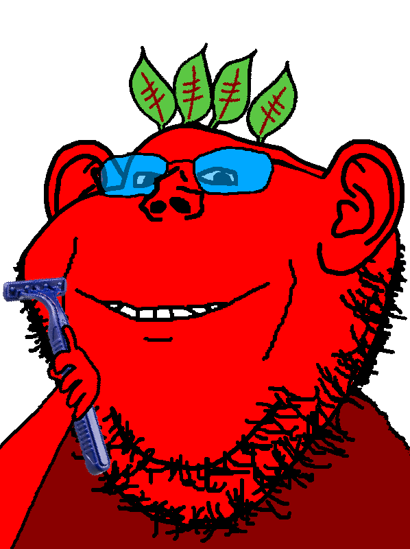 animated beard beetroot broot broot_(user) brush bubble drink ext=gif glasses glowup gums leaf mug razor red_skin series:brootmoji shaving shine smile sparkle straw stubble subvariant:impdrink tea teeth tinted_glasses toothbrush variant:impish_soyak_ears // 598x800 // 387.8KB