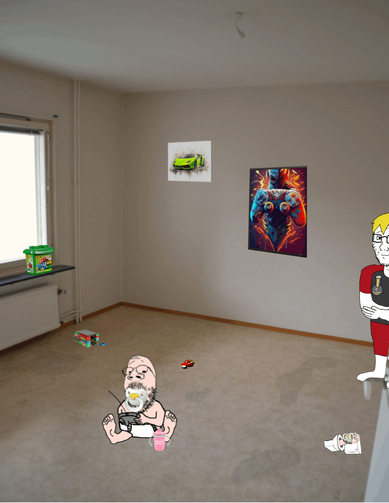 animated animation baby babyjak badge binky brother car carpet clothes duplo ext=gif fast floor glasses goog hair house lamborghini legos meta:dailyjak nate nate_higgers poster rc remote room sit sitting soyjak soyjak_party stubble subvariant:wholesome_soyjak toy variant:gapejak variant:soyak video yellow_hair // 1257x1627 // 748.5KB