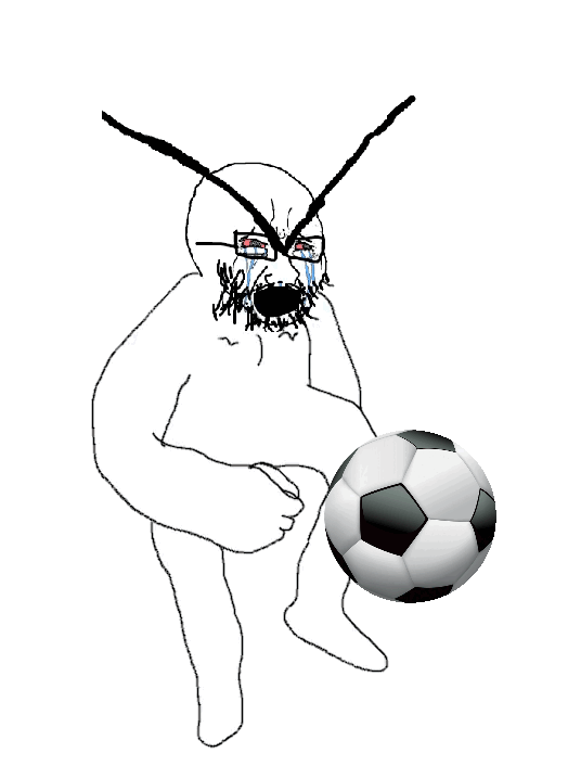 angry animated bloodshot_eyes crying dance full_body glasses looking_to_the_right open_mouth selfish_little_fuck soccer soccer_ball soyjak stubble v-shaped_eyebrows variant:cryboy_soyjak // 536x706 // 990.5KB