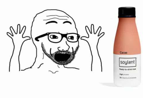 animated arm bottle excited glasses hand hands_up open_mouth plastic_bottle shaking soy soyjak soylent soylent_(cacao) soylent_bottle stubble text variant:excited_soyjak // 498x343 // 101.1KB