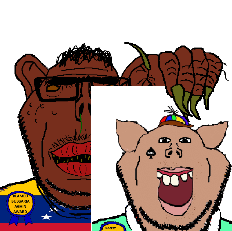 2soyjaks acne amerimutt animated artist:bulgarian award badge black_skin brimstone bulgaria bulgarian_(user) clothes countrywar fat flag:bulgaria flag:venezuela front_facing glasses hair hand holding_object lips long_nails looking_at_you mucus mustache mutt nigger no_pupils open_mouth pedophile picture pig propeller_hat queen_of_spades ribbon smile stubble subvariant:impish_amerimutt subvariant:impish_front subvariant:kranos text unibrow variant:impish_soyak_ears venezuela venezuelan_(user) wart yellow_teeth // 800x797 // 116.0KB