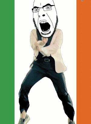 animated country dance flag flag:ireland full_body gangnam_style glasses ireland irl open_mouth soyjak stubble variant:cobson // 300x408 // 371.4KB