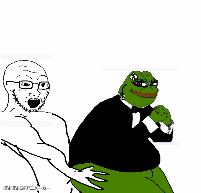 animated arm frog glasses hand open_mouth penis pepe poyopoyo sex soyjak stubble testicles variant:soyak // 400x384 // 320.5KB