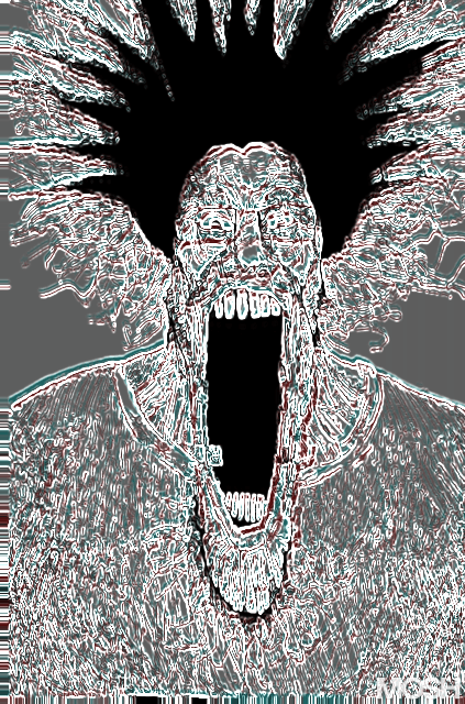 black_hair glasses glitch hair moshed open_mouth schizo schizophrenia screaming shaking sharp_teeth soyjak stretched_mouth stubble subvariant:longplier subvariant:schizojak variant:markiplier_soyjak white_eyes white_skin wobble // 423x640 // 13.8MB