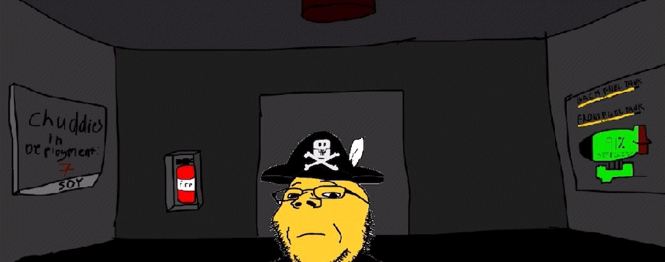 2soyjaks air_patrol air_pirates animated biting_lip creepy distorted evil fire_extinguisher grin ominous pirate pirate_hat roblox shadow subvariant:hornyson subvariant:wholesome_soyjak variant:cobson variant:gapejak zeppelin_wars // 960x379 // 4.0MB
