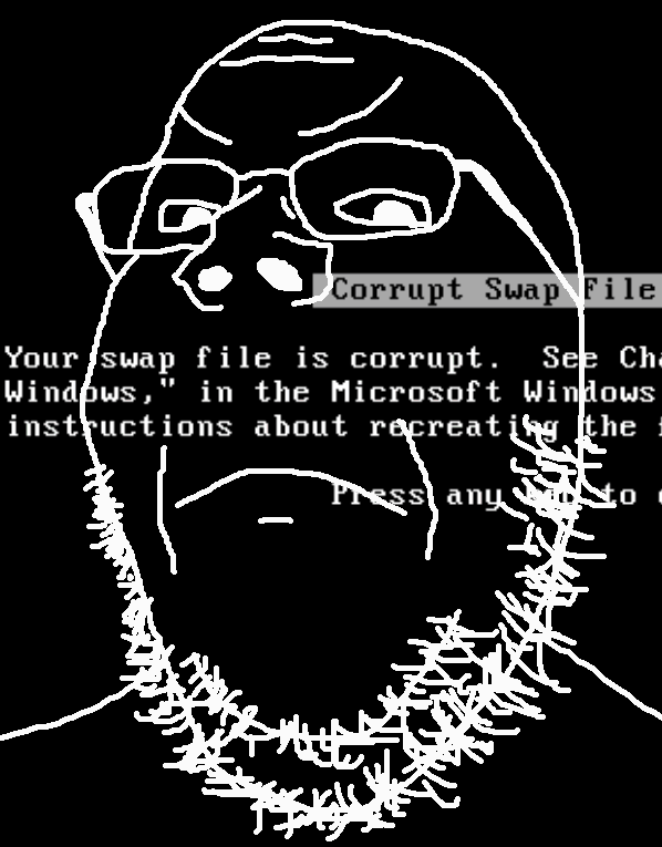 angry animated blue_screen closed_mouth frown glasses soyjak stubble variant:gapejak windows // 598x765 // 1.2MB