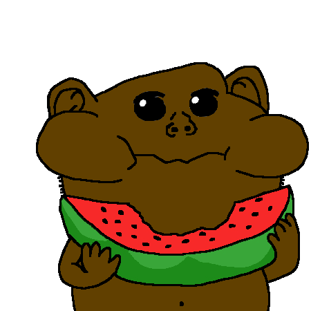 animated belly_button brown_skin cute ear eating hand nose sisa_eyes transparent_background variant:impish_soyak_ears watermelon // 450x450 // 60.5KB