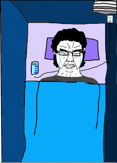 bed bedroom blanket charger crying glasses man message outlet phone read sad sick_ass_hair subvariant:chudjak_front variant:chudjak window woman // 489x679 // 95.1KB