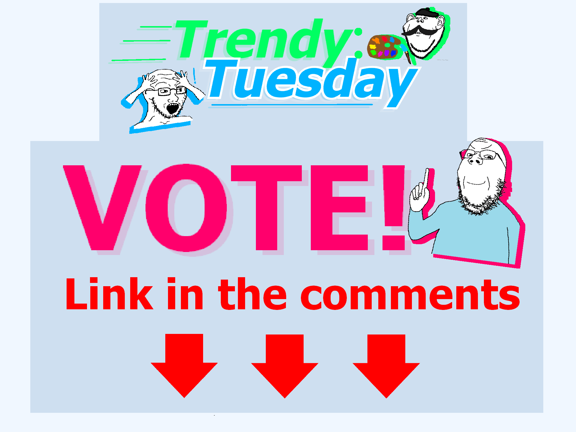 arrow art artist colors comment_section ext=gif hands_on_face logo meta:trendy_tuesday mustache paint paintbrush painting shadow smile smug soybooru text transparent_background variant:gapejak variant:impish_soyak_ears variant:soyak vote // 1920x1440 // 154.3KB