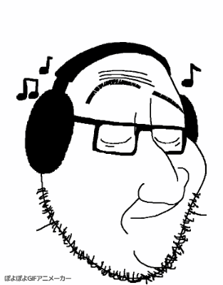 animated byonbyon closed_eyes closed_mouth glasses headphones musical_note poyopoyo smile soyjak stubble variant:smugjak // 313x400 // 277.6KB