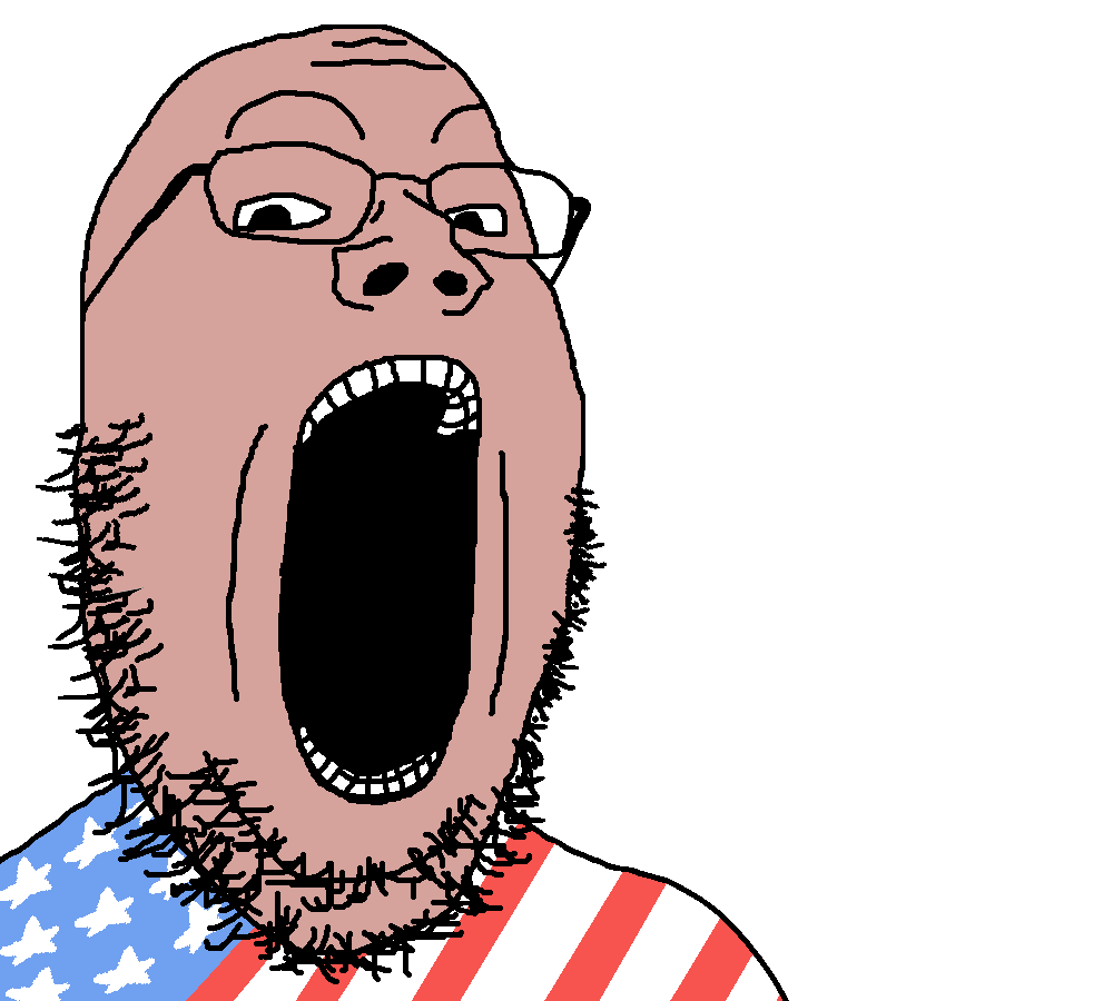 amerimutt animated clothes dean eating flag flag:united_states food glasses hamburger open_mouth soyjak star_(symbol) stubble united_states variant:gapejak // 1000x900 // 535.8KB