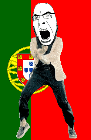 angry animated castle country dance flag flag:portugal full_body gangnam_style glasses irl open_mouth portugal shield soyjak stubble variant:cobson // 300x460 // 500.2KB