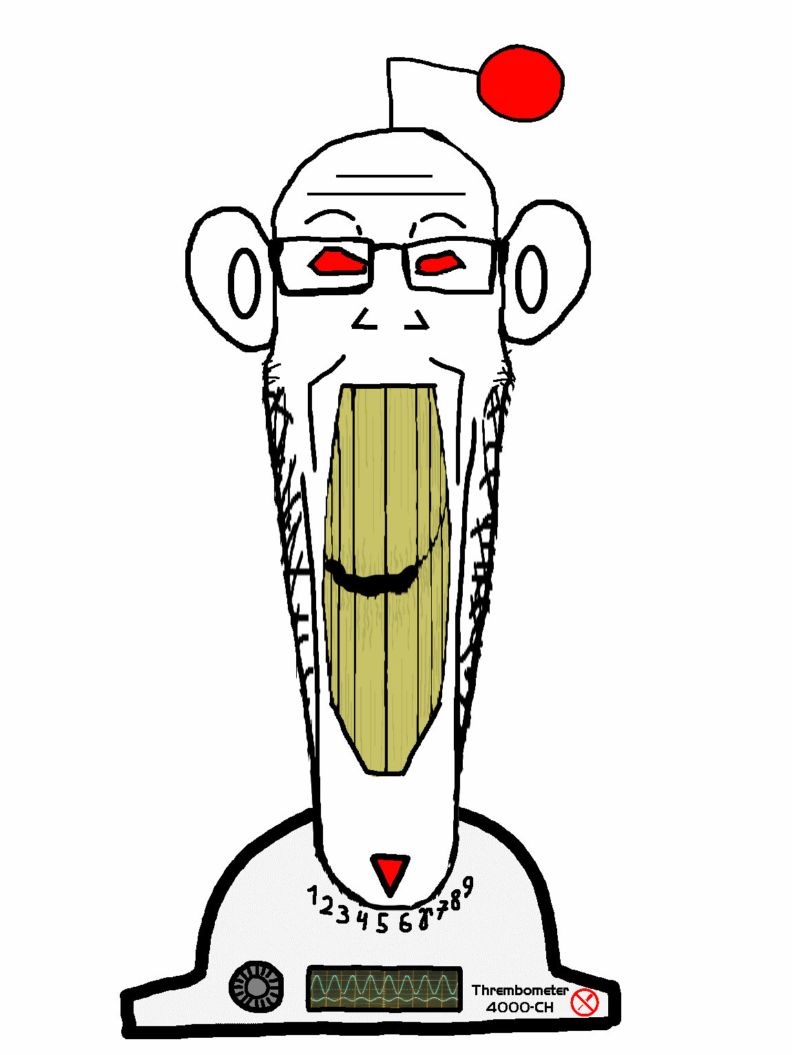 animated antenna clenched_teeth ear glasses headbanging moving_head orange_eyes reddit redditard robot soyjak stretched_mouth stubble text thrembo thrembometer variant:markiplier_soyjak yellow_teeth // 1150x1533 // 794.2KB