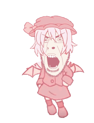 angry animated anime arm clothes dance full_body glasses hair hand hat leg open_mouth remilia_scarlet soyjak stubble touhou variant:cobson video_game white_skin wing // 321x418 // 466.9KB