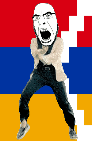 angry animated armenia artsakh country dance flag gangnam_style glasses open_mouth soyjak stubble variant:cobson // 300x460 // 500.3KB