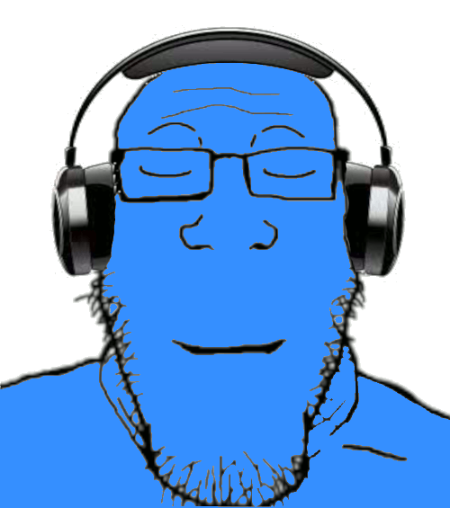 animated blue_skin calm closed_eyes closed_mouth glasses headphones smile soyjak stubble variant:markiplier_soyjak // 500x565 // 336.5KB