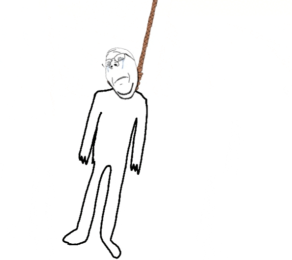 animated arm closed_eyes crying fast full_body glasses hand hanging leg rope soyjak stubble subvariant:wholesome_soyjak suicide variant:gapejak // 594x528 // 174.2KB