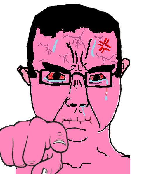 angry animated bloodshot_eyes blush closed_mouth crying glasses hand pink_skin pointing variant:chudjak vein // 510x593 // 509.8KB