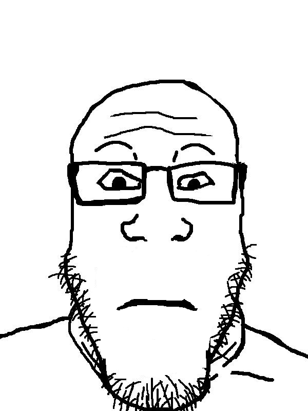 animated bald closed_mouth dilated_pupils eyebrows forehead_lines frown glasses nose smile stubble subvariant:neutralplier variant:markiplier_soyjak // 600x800 // 610.1KB