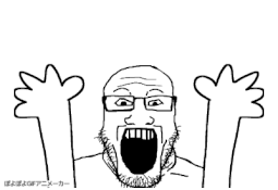 animated bouncing ext=gif fast glasses hand hands_up open_mouth poyopoyo stubble variant:markiplier_soyjak // 255x175 // 39.1KB