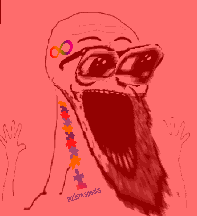 animated autism colorful distorted ext=gif eyebrows eyes flashing glasses hand hand_up oh_my_god_she_is_so_attractive open_mouth puzzle_piece sperg stretched_mouth stubble subvariant:wewjak surprised teeth variant:soyak // 640x700 // 133.9KB