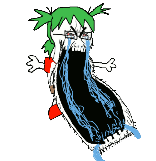 4chan animated anime arm crying glasses green_hair hair hand open_mouth stubble variant:soyak yotsoyba // 500x516 // 676.1KB