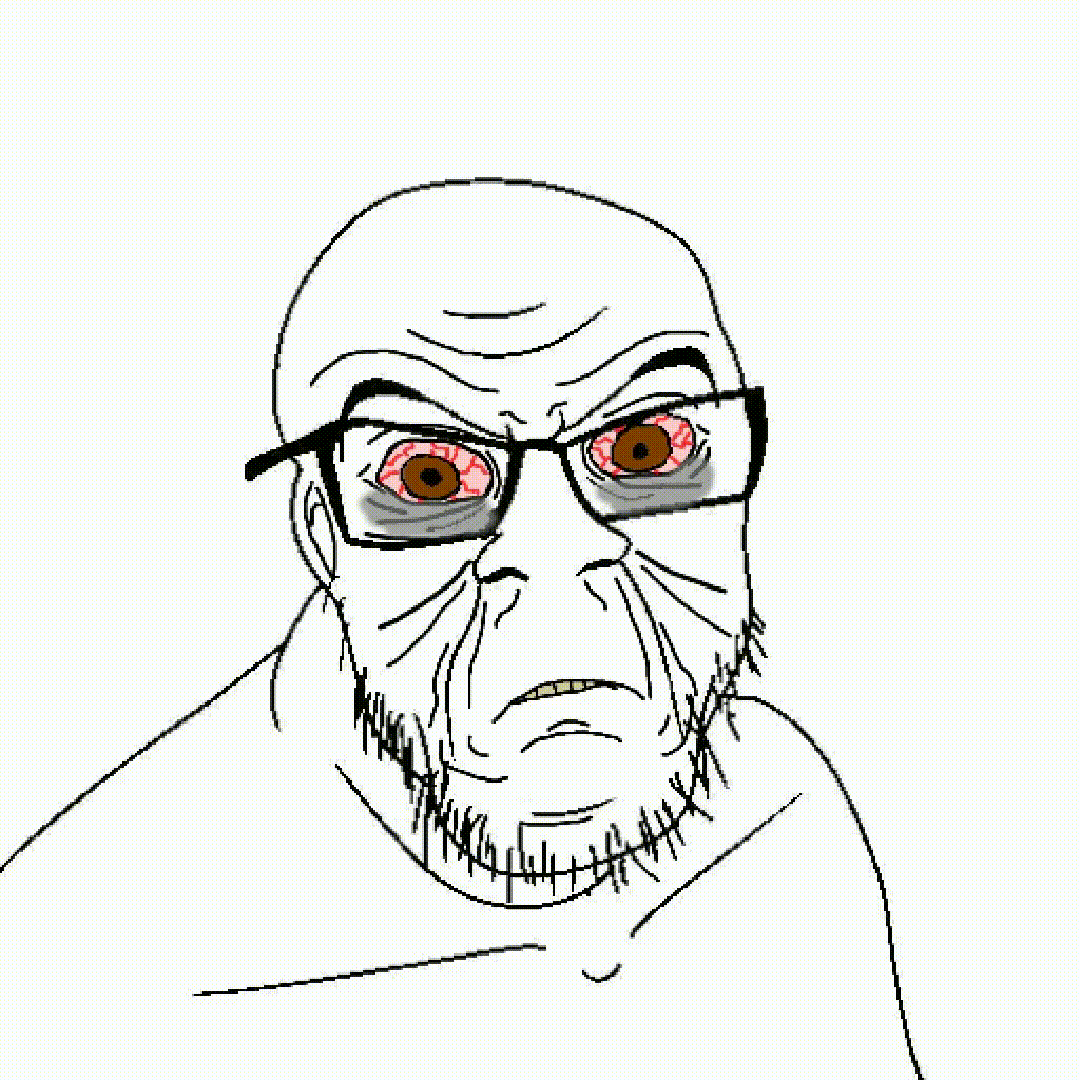 angry animated balding bloodshot_eyes calm closed_mouth glasses irl_background stubble variant:feraljak variant:markiplier_soyjak // 1080x1080 // 3.6MB