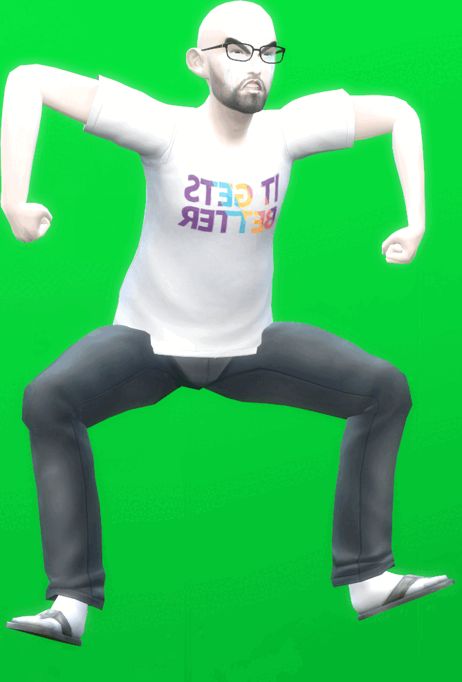 angry animated arm clothes crying dance foot full_body glasses hand it_gets_better leg monkey_dance open_mouth sandals sock soyjak stubble variant:soyak // 668x986 // 556.3KB