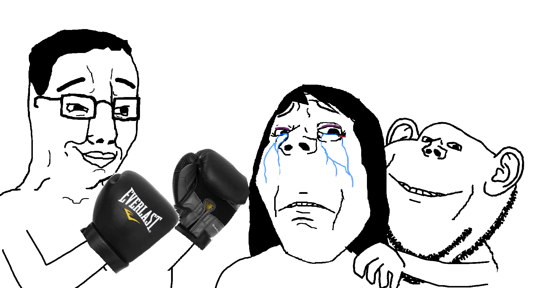 Chudjak_vs_Annabelle abuse arm beating bitch blood body box boxing bruise crying domestic_violence eye_shadow eyelashes female fight frown funny girl glasses hair hand sad smile subvariant:annabelle subvariant:wholesome_soyjak tear variant:chudjak variant:gapejak variant:impish_soyak_ears woman // 1920x1000 // 522.2KB