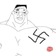 buff closed_mouth ear glasses hair nazism redraw soyjak swastika text variant:chudjak // 544x544 // 7.6KB