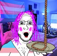 anhero holding_object holding_plate pink_hair rope tranny transgender_flag variant:platejak white_skin // 1366x1350 // 1.8MB