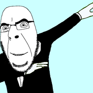 alternate animated arm clothes dab glasses hand necktie open_mouth smile soyjak stubble suit tuxedo variant:cobson // 554x400 // 90.8KB