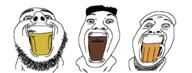 3soyjaks beard beer clothes cup hair hat open_mouth variant:unknown // 1354x515 // 30.1KB