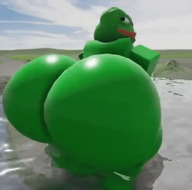 amphibian animated big_butt butt frog full_body gif_animation meta:not_oc nas:pepe pepe_the_frog roblox twerk video water