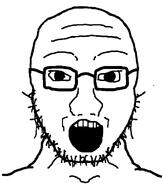 front_facing glasses open_mouth redraw soyjak stubble subvariant:soyak_front2 template variant:soyak // 604x716 // 15.0KB