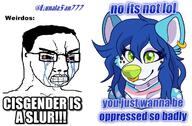angry bluefolf clenched_teeth crying cyring furry lgbt meta:trannyslop_brimstone!!!!!! text tranny twitter variant:chudjak // 1200x790 // 229.8KB