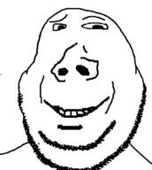 deformed large_nose looking_at_you raised_eyebrow small_eyes smile soyjak stubble subvariant:wholesome_soyjak variant:gapejak // 595x664 // 31.9KB