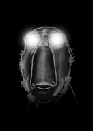 black_and_white dark glasses glowing_eyes variant:longjak // 544x770 // 99.8KB