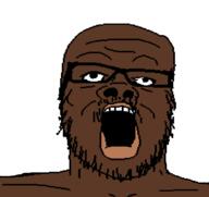 black_skin glasses open_mouth soyjak stubble variant:a24_slowburn_soyjak // 1080x1020 // 31.5KB