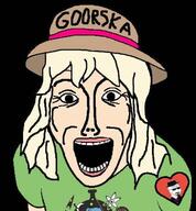 2soyjaks biology black_background blond breaking_bad clothes dementia female glasses goatee goorska green_shirt hat heart heisenberg looking_at_you open_mouth science sunglasses variant:el_perro_rabioso variant:wojak walter_white zajaczek // 592x640 // 50.4KB