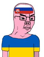 arm clothes country flag glasses pig pink_skin rent_free russia soyjak ukraine variant:chudjak // 796x1018 // 24.6KB