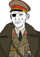 award cap closed_mouth clothes ear eyepatch hat kolyma kuz military military_uniform soyjak suit trenchcoat variant:kuzjak // 1300x1830 // 130.7KB