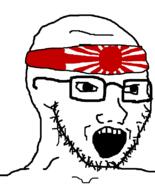 banzai flag glasses hachimaki headband japan open_mouth soyjak stubble variant:soyak // 644x800 // 12.8KB