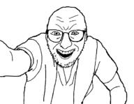 arm clothes glasses smile soyjak stubble variant:walmartjak walmart white_background // 750x583 // 17.8KB