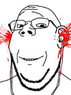 blood ear earbleed earbuds glasses headphones looking_at_you music smile soyjak stubble subvariant:wholesome_soyjak teeth variant:gapejak // 768x1024 // 132.5KB