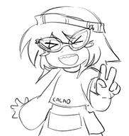 >_< avengers beanie blush blushing cute cute_girl girl glasses hair nintendo nintendo_switch peace_sign soy soylent soylent_(cacao) variant:soytan video_game white_skin woman // 1088x1148 // 167.6KB