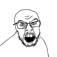 angry glasses looking_at_you open_mouth redraw series:remastered_soyjaks soyjak stubble teeth variant:feraljak // 1000x1000 // 50.4KB