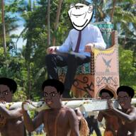 5soyjaks carrying chair glasses hair irl irl_background monarchy prince_william red_lips royalty sitting smile soyjak stubble sunglasses united_kingdom variant:chudjak variant:impish_soyak_ears // 1536x1536 // 3.5MB